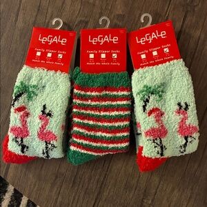 Christmas Flamingo Kids Slipper Socks Bundle of 3